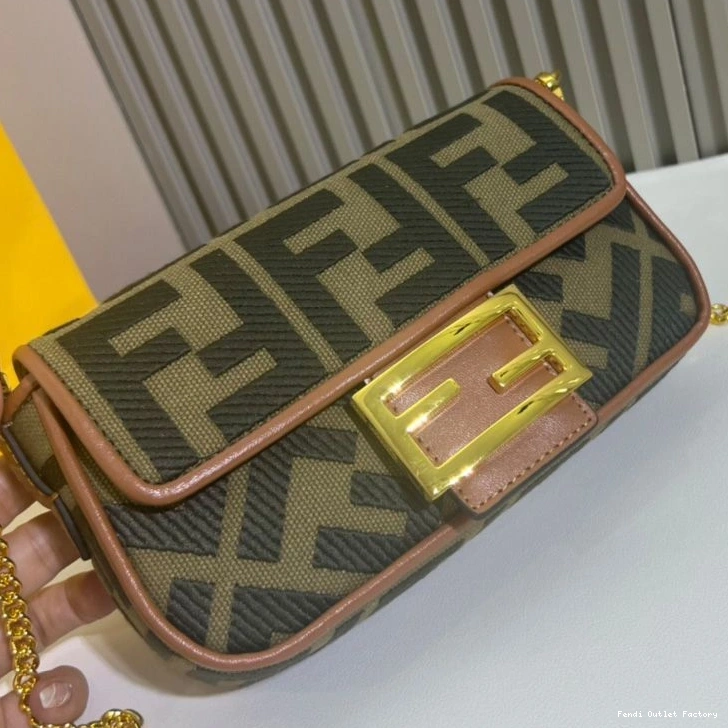 Vintage HOT Motif Mini Baguette Canvas In Fendi FF Bag Green 0811